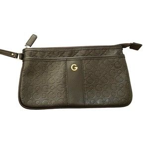 Guess Logo Wristlet Clutch Bag Black Zipper